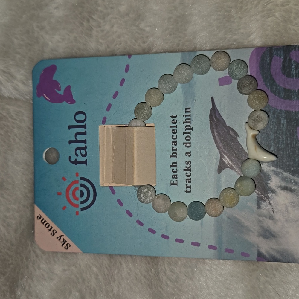 Fahlo track a dolphin bracelet in sky stone beads NWT